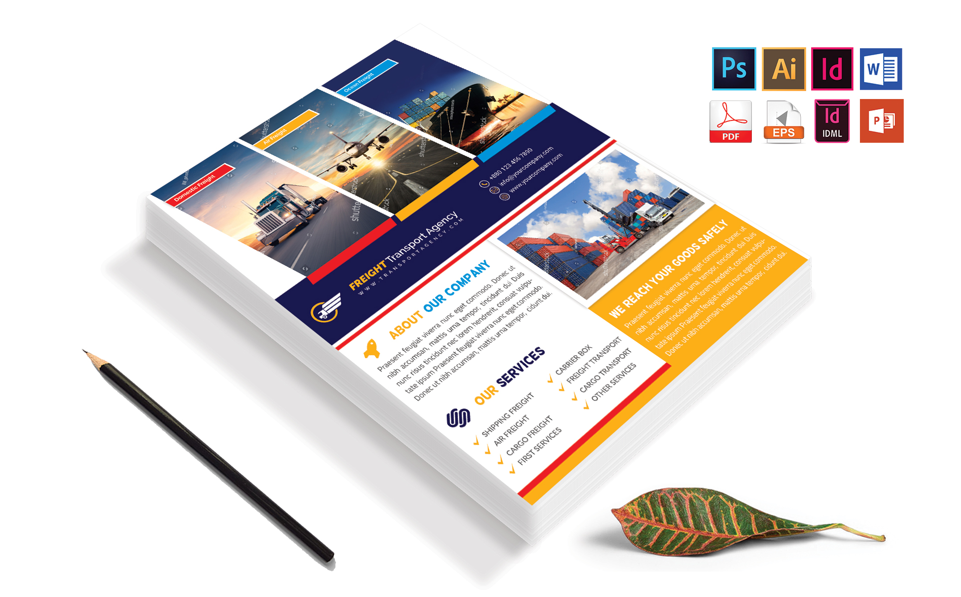 Download Фирменный стиль "Freight Transport Agency Flyer Vol-01 - Corporate Identity Template" / Freight Transport Agency Flyer Vol-01 - Corporate Identity Template - Фирменный стиль transport,agency,freight,transit,truck,service,courier,flyer,poster,air,sheep,cargo