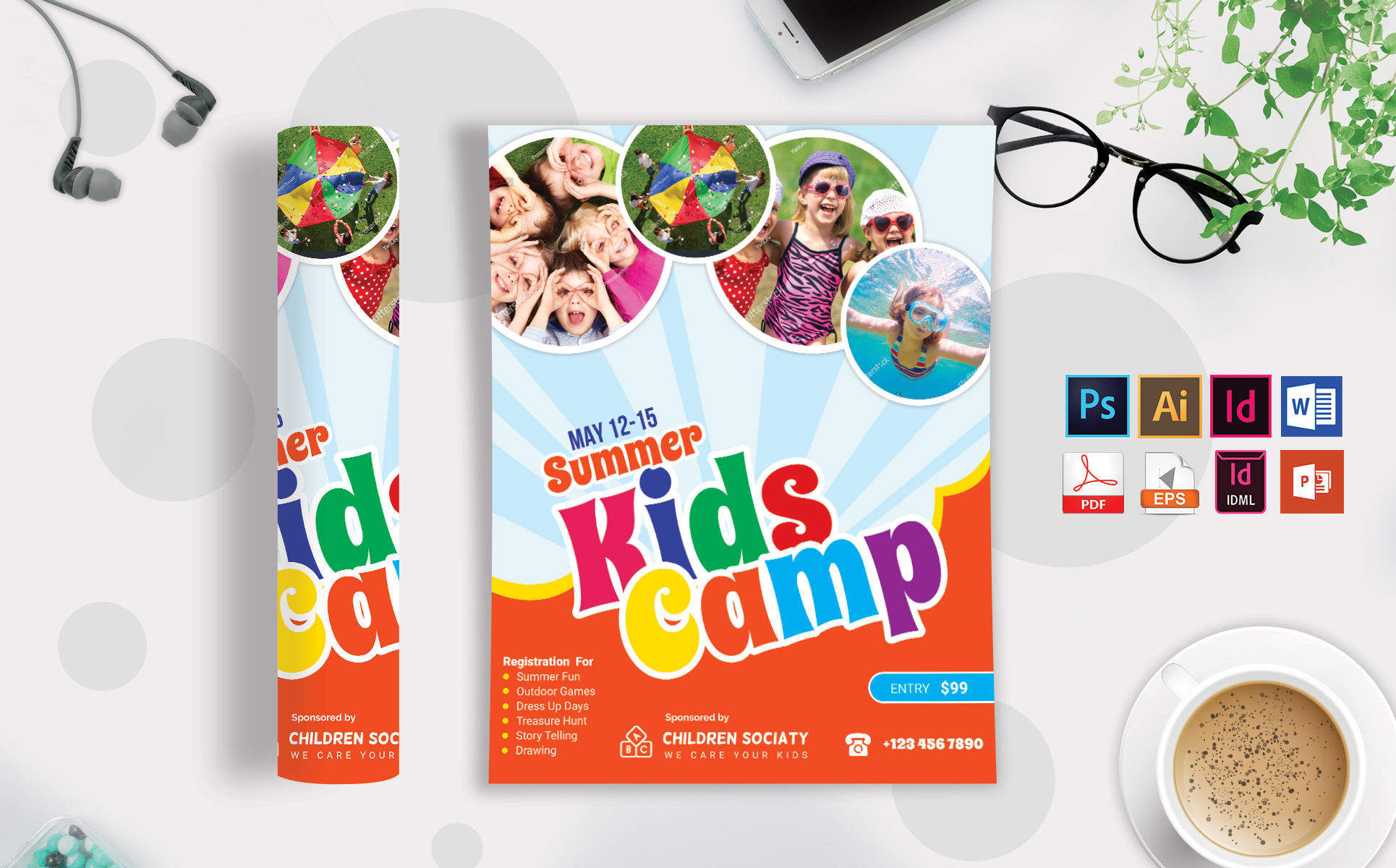 Download Фирменный стиль "Kids Summer Camp Flyer Vol-02 - Corporate Identity Template" / Kids Summer Camp Flyer Vol-02 - Corporate Identity Template - Фирменный стиль kids,summer,camp,baby,camping,festival,sale,discount,flyer,kids-flyer,summer-camp-flyer,psd,ai,vector,pdf