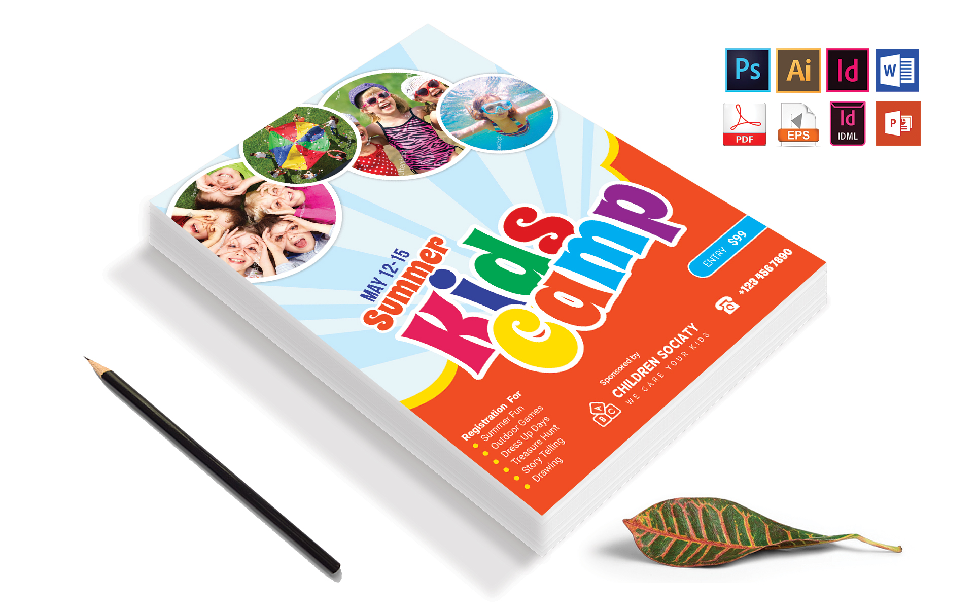 Download Фирменный стиль "Kids Summer Camp Flyer Vol-02 - Corporate Identity Template" / Kids Summer Camp Flyer Vol-02 - Corporate Identity Template - Фирменный стиль kids,summer,camp,baby,camping,festival,sale,discount,flyer,kids-flyer,summer-camp-flyer,psd,ai,vector,pdf