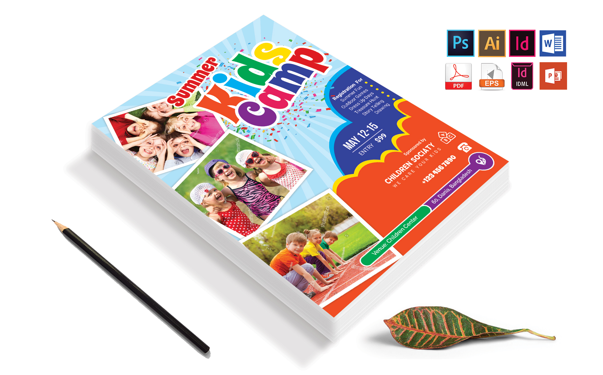 Download Фирменный стиль "Kids Summer Camp Flyer Vol-03 - Corporate Identity Template" / Kids Summer Camp Flyer Vol-03 - Corporate Identity Template - Фирменный стиль kids,summer,camp,baby,camping,festival,sale,discount,flyer,kids-flyer,summer-camp-flyer,psd,ai,vector,pdf