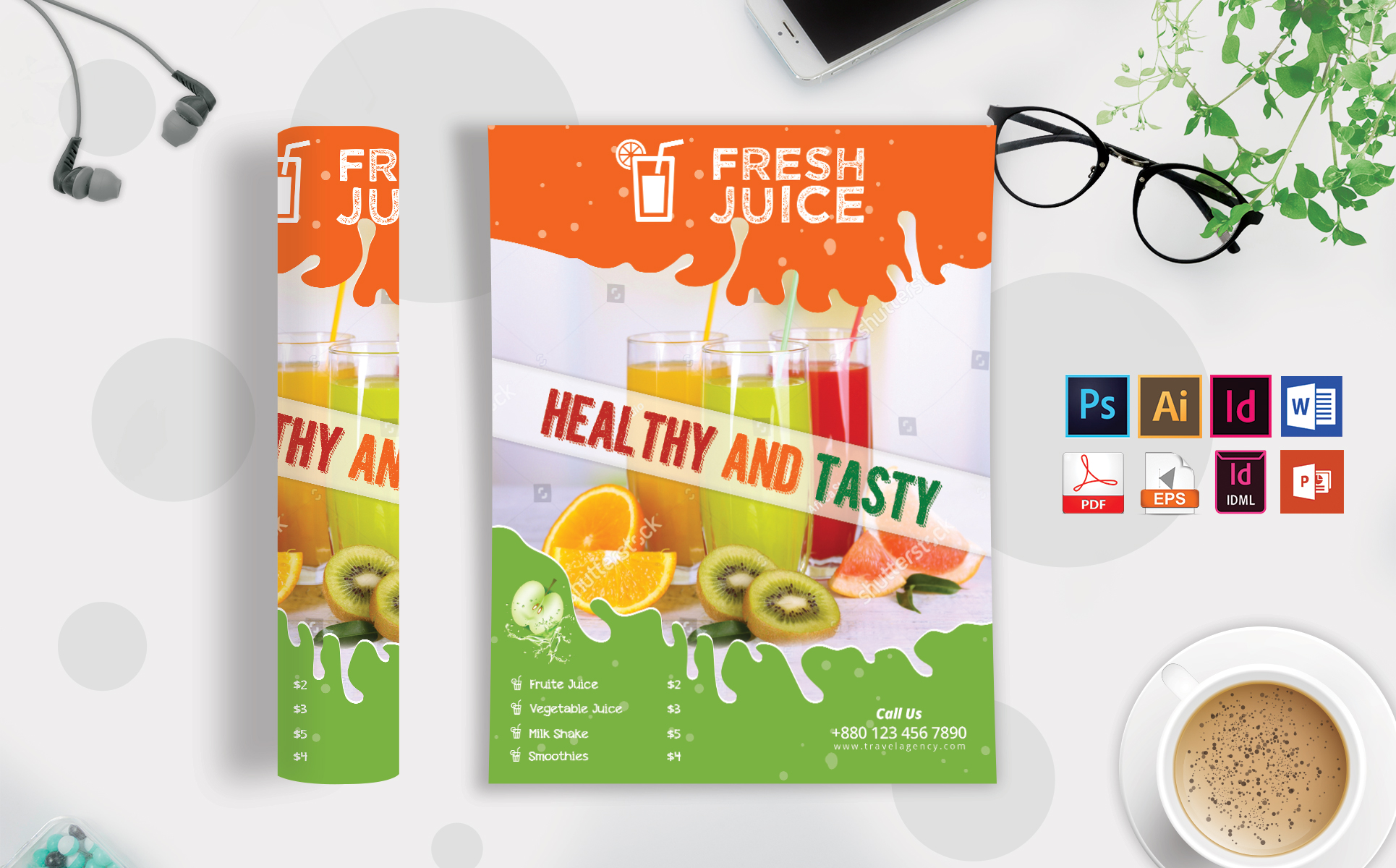 Download Фирменный стиль "Juice Menu Flyer Vol-01 - Corporate Identity Template" / Juice Menu Flyer Vol-01 - Corporate Identity Template - Фирменный стиль juice,menu,orange,mango,pineapple,watermelon,stall,tea,coffee,flyer,poster,brochure,eps,vector,ai,psd,ms,word,powerpoint