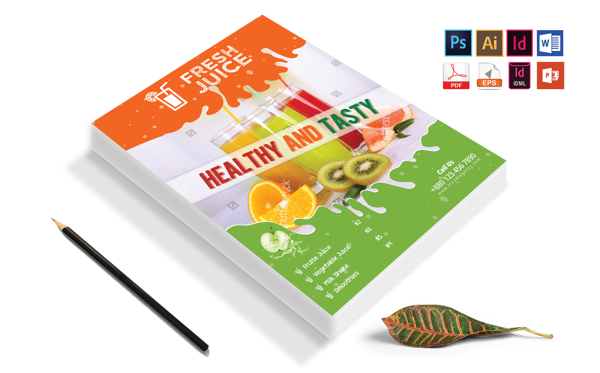 Download Фирменный стиль "Juice Menu Flyer Vol-01 - Corporate Identity Template" / Juice Menu Flyer Vol-01 - Corporate Identity Template - Фирменный стиль juice,menu,orange,mango,pineapple,watermelon,stall,tea,coffee,flyer,poster,brochure,eps,vector,ai,psd,ms,word,powerpoint