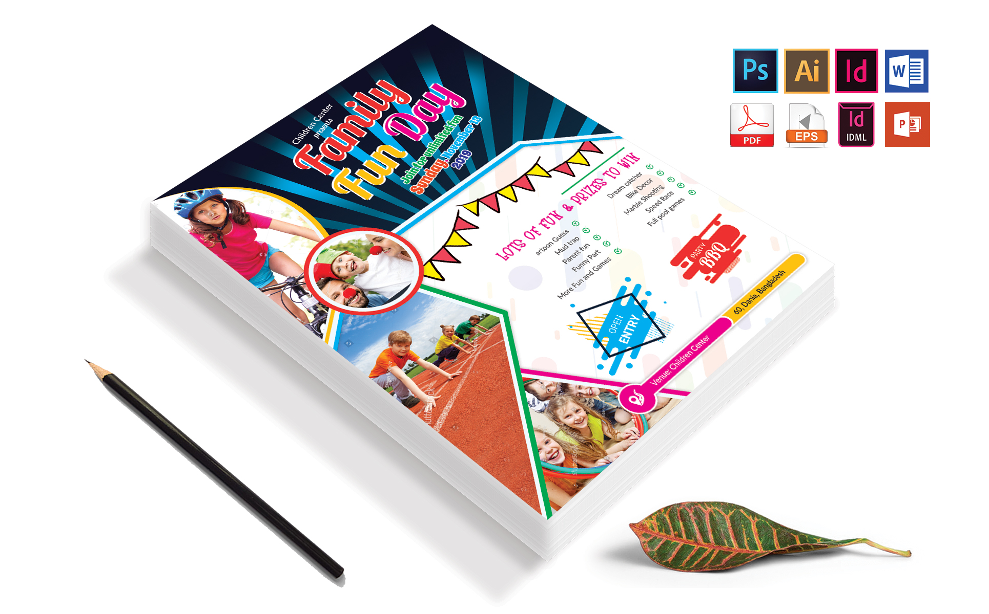 Download Фирменный стиль "Family Fun Day Flyer Vol-02 - Corporate Identity Template" / Family Fun Day Flyer Vol-02 - Corporate Identity Template - Фирменный стиль family,fun-day,fund,festival,tour,competition,run,camp,baby-fund-day,flyer,brochure,poster,ai,psd,vector,ms,word,powerpoint