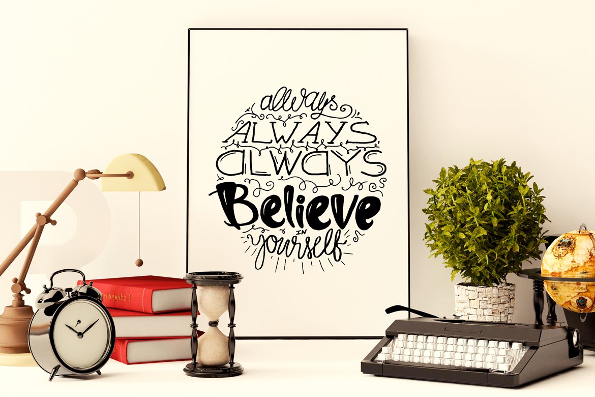 Download Фирменный стиль "Believe In Yourself - Corporate Identity Template" / Believe In Yourself - Corporate Identity Template - Фирменный стиль на тему графика font,calligraphy,lettering,card,typography,vintage,hipster,illustration,t-shirt,design,sign,retro,quote,greeting,vector,advertising,text,sport,drawn,motivational,travel,creative,business,life