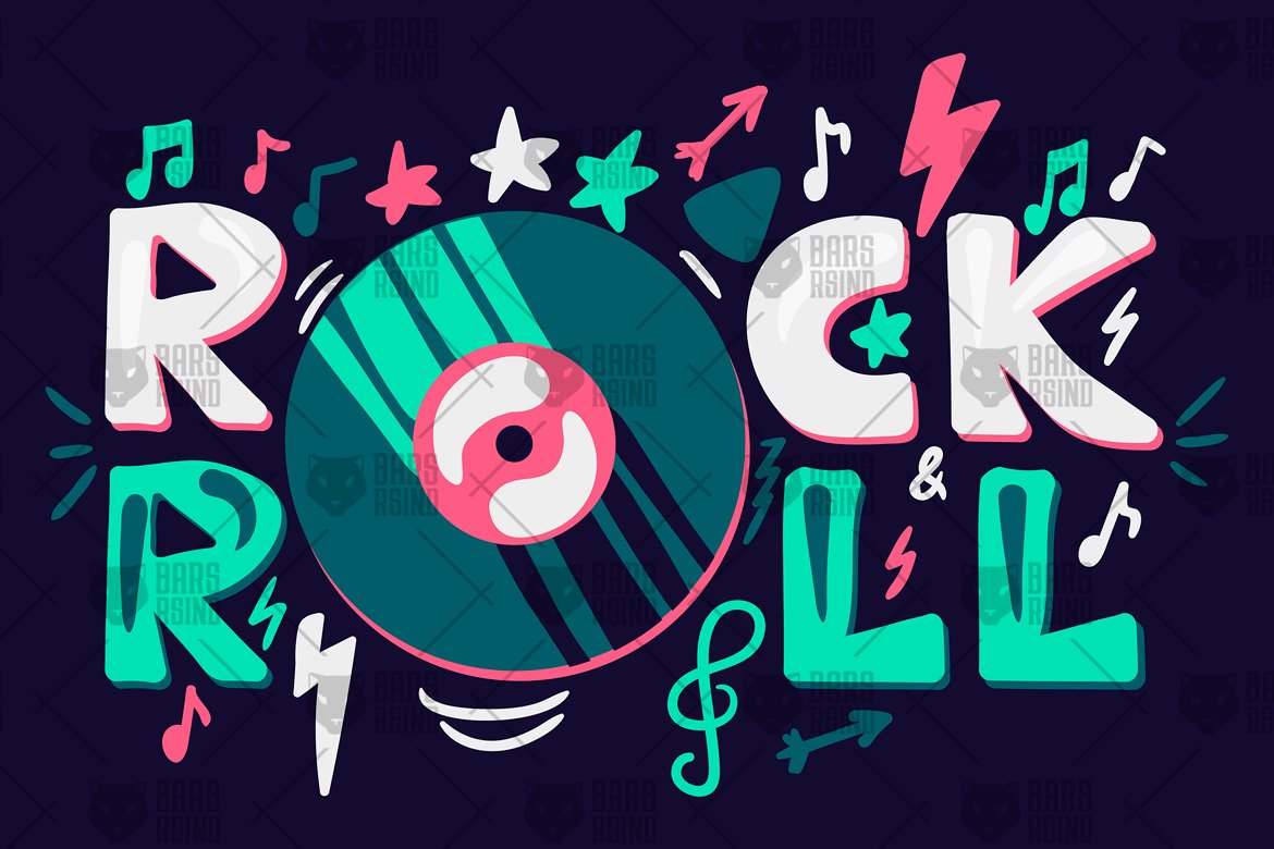 Download Vector "Retro Rock'n'roll Label - Vector Image" / Retro Rock'n'roll Label - Vector Image - Vector на тему графика typography,vintage,logo,hipster,illustration,label,poster,design,sign,retro,party,vector,old,brand,text,art,tattoo,stamp,style,festival,music,badge,star,club,rock,studio,musical,concert,backg