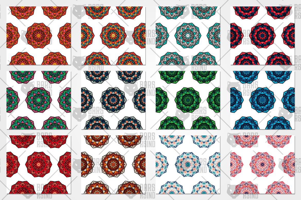 Download Pattern "Chakras Seamless Set Pattern" / Chakras Seamless Set Pattern - Pattern на тему графика vintage,design,retro,fashion,ornamental,vector,floral,boho,texture,fabric,art,tattoo,sun,ornament,magic,decoration,yoga,flower,background,cloth,meditation,geometric,doodle,mandala,arabic,indi