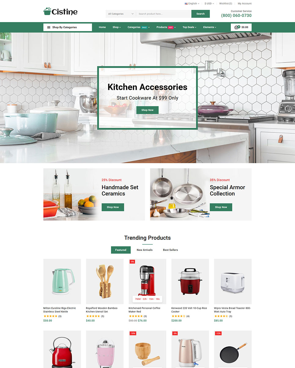 Cistine - Kitchen Appliances Store Prestashop Responsive Theme