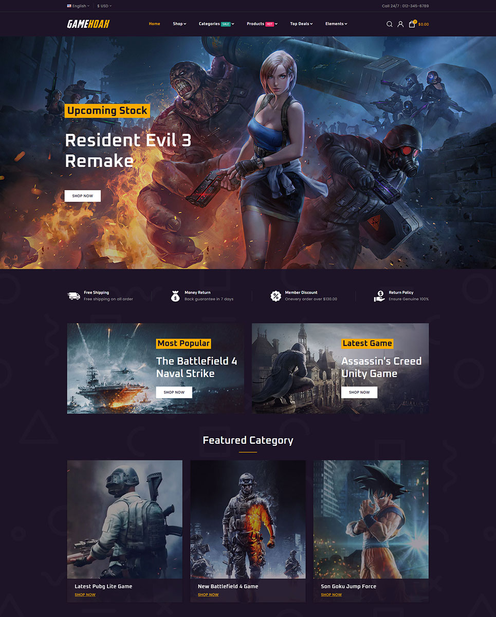 Gamehoak - Online Game Store PrestaShop Responsive Theme