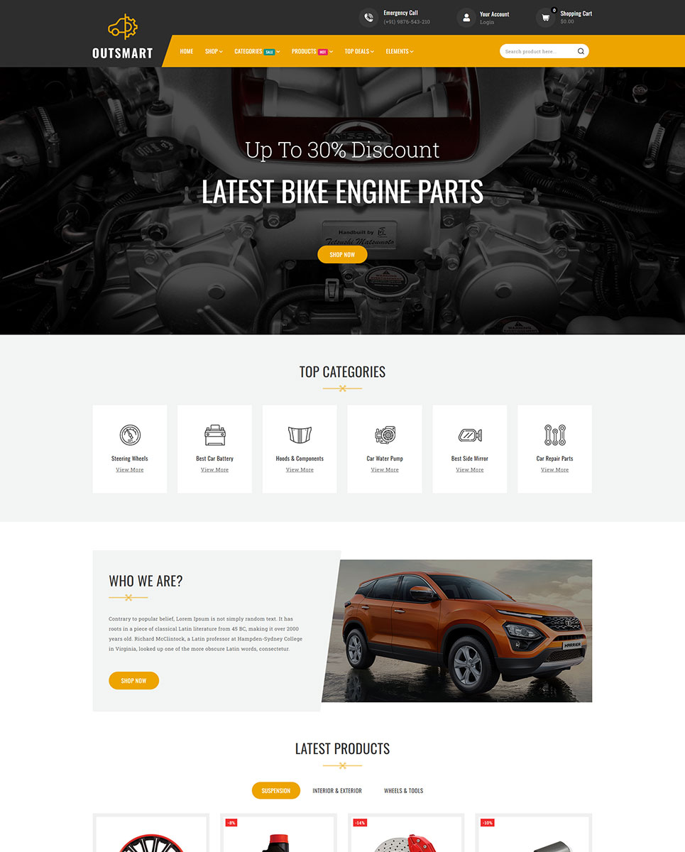 OutSmart - Auto Parts Store Prestashop Responsive Theme