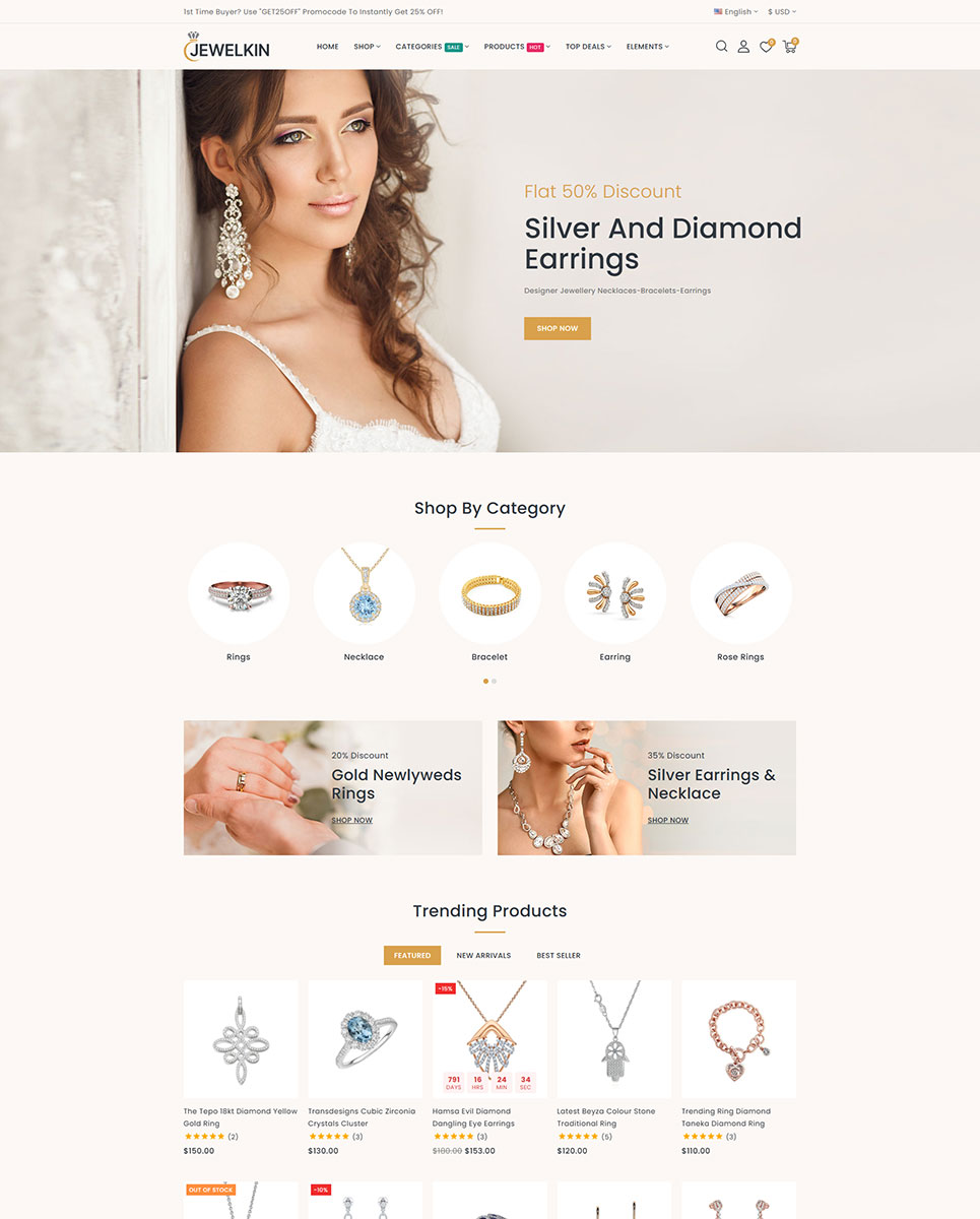 Jewelkin - Modern Jewelry Store Prestashop Responsive Theme