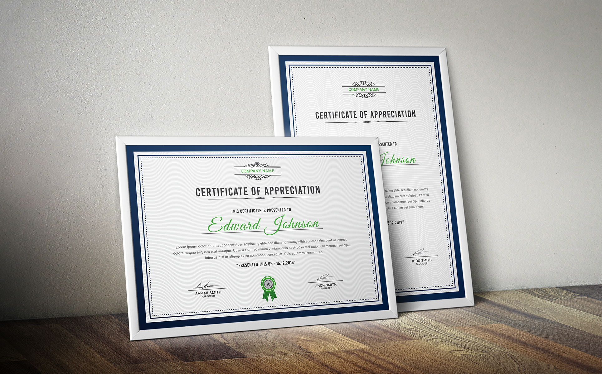 Certificate of Appreciation Template available in A4 and US letter size