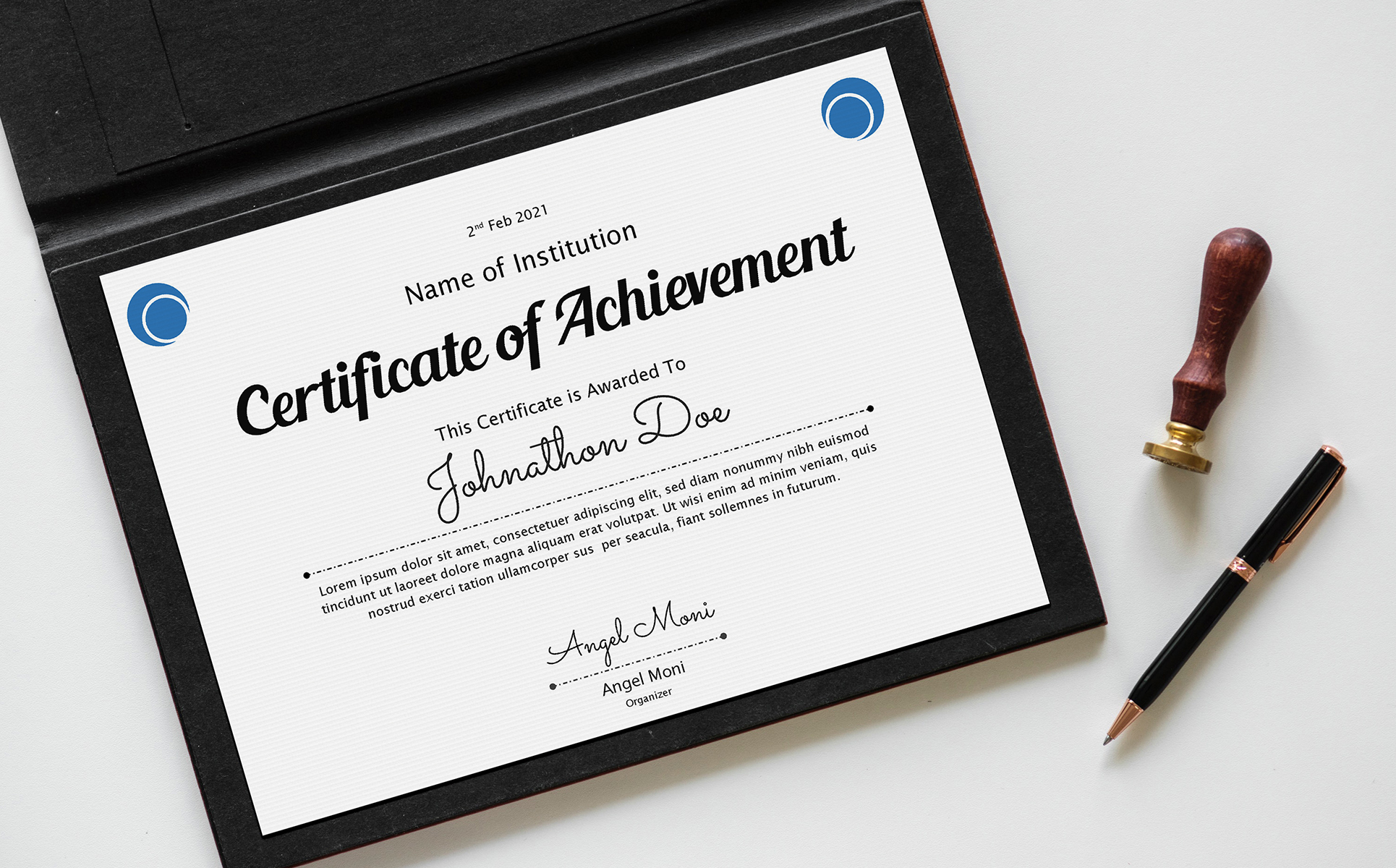 Download Шаблон сертификата "Angel Moni Certificate Template" / Angel Moni Certificate Template - Шаблон сертификата на тему графика achievement,acknowledgement,appraisal appreciation,award,certificate word,certification,corporate,corporate certificate,rewards,ms word,diploma,employee,employee certificate,excellence,frame,