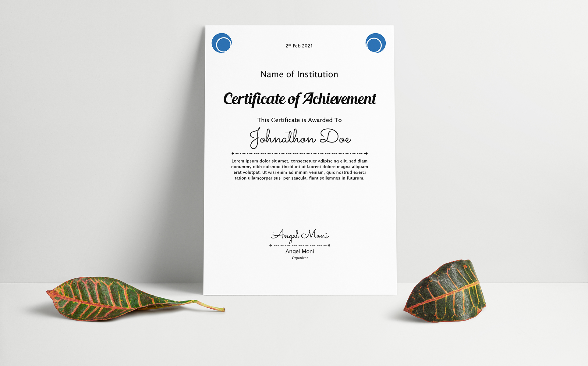 Download Шаблон сертификата "Angel Moni Certificate Template" / Angel Moni Certificate Template - Шаблон сертификата на тему графика achievement,acknowledgement,appraisal appreciation,award,certificate word,certification,corporate,corporate certificate,rewards,ms word,diploma,employee,employee certificate,excellence,frame,