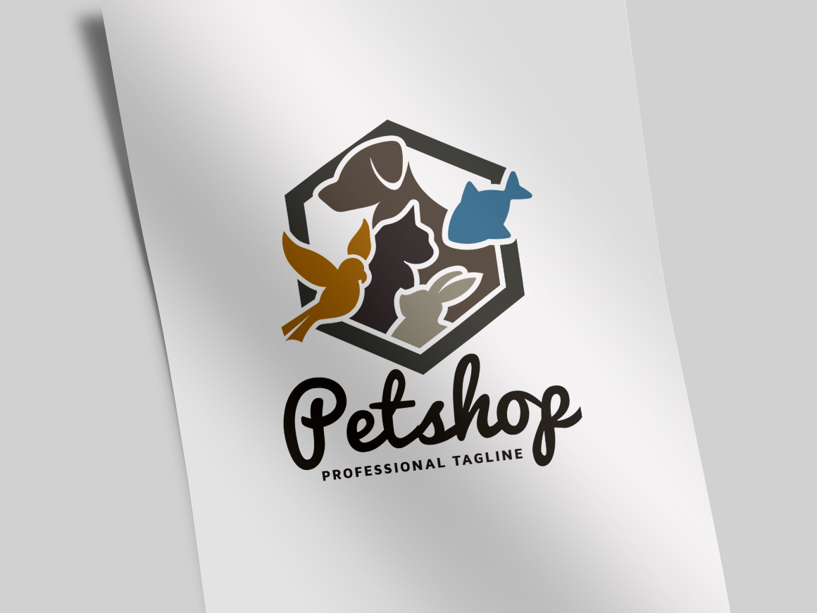 Download Шаблон логотипа "Pet Shop Logo Template" / Pet Shop Logo Template - Шаблон логотипа на тему графика animal,animal food,animals,bird,bold,care,cat,clean,clear,company,dog,domestic,effective,friends,health,iconic,little friend,pet,pet shop,pets