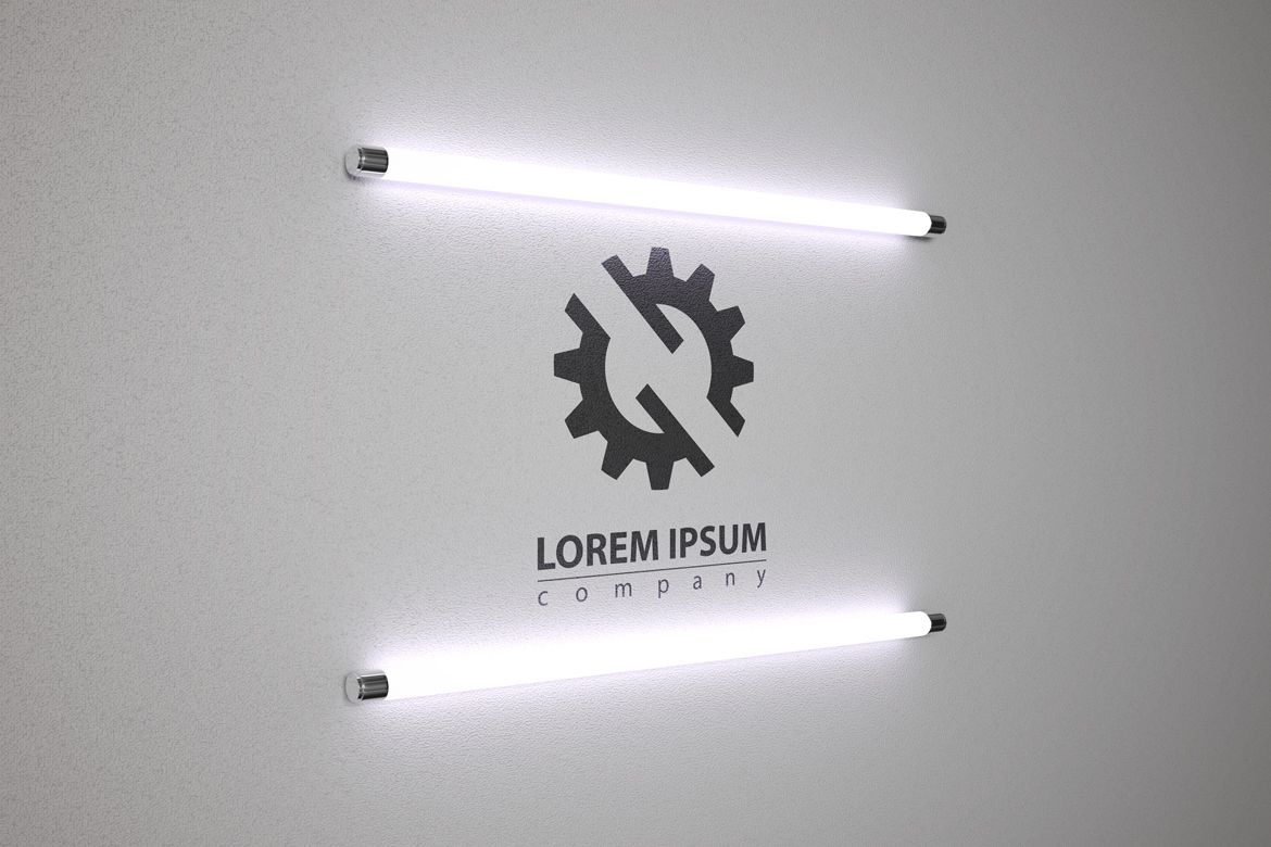 Logo in The Light of Fluorescent Lamps - Product Mockup