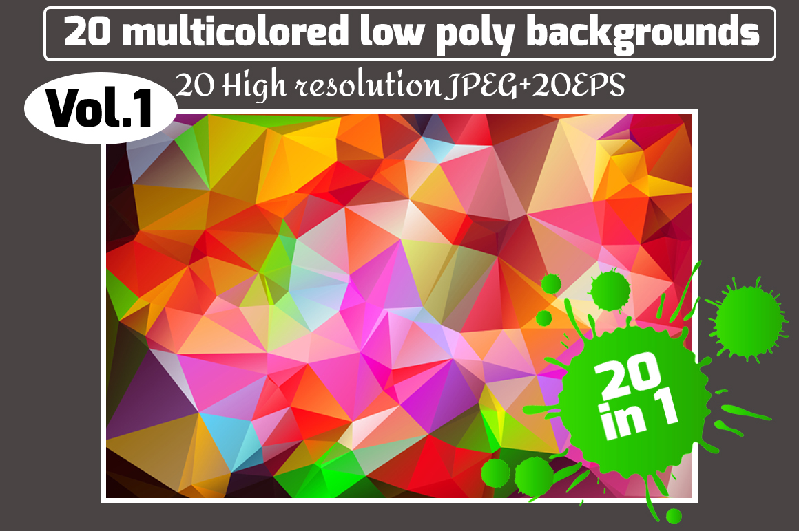 Download Background "Polygon Vector Set Background" / Polygon Vector Set Background - Background на тему графика background,abstract,vector,design,pattern,triangle,triangular,mosaic,element,texture,illustration,style,shape,beautiful,color,art,geometric,modern,light,decoration