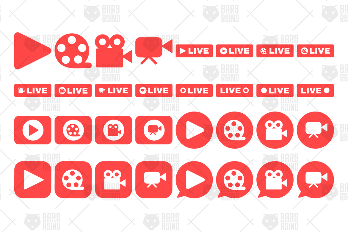 Download Набор иконок "Social Live Stream Set Icon" / Social Live Stream Set Icon - Набор иконок на тему social media live,streaming,stream,online,broadcast,multimedia,button,outline,irl,news,social,technology,internet,service,play,in real life,modern,network,information,video