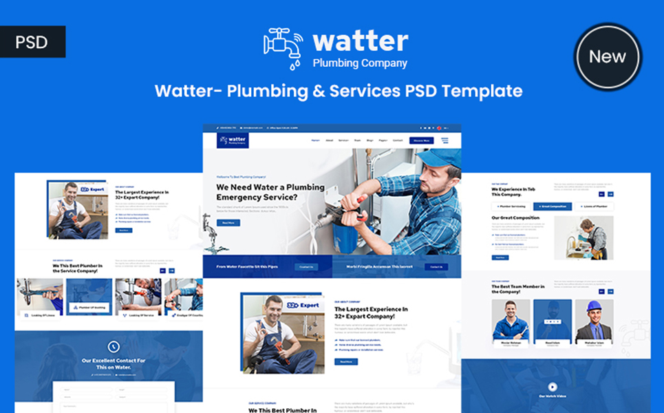 Watter - Plumbing & Services PSD Template