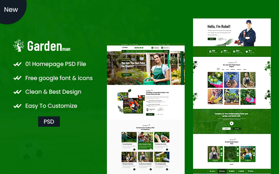 Garden-man-Garden-Landscape Gardening -PSD-Template