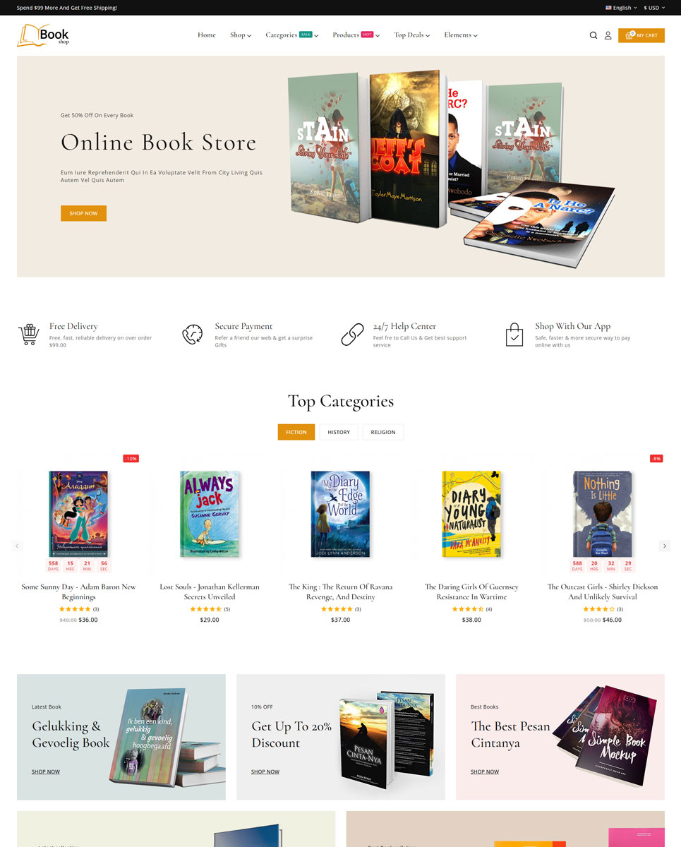 Bookshop - Bookstall, eBook, comic, and Book Store Prestashop Elementor Responsive Theme