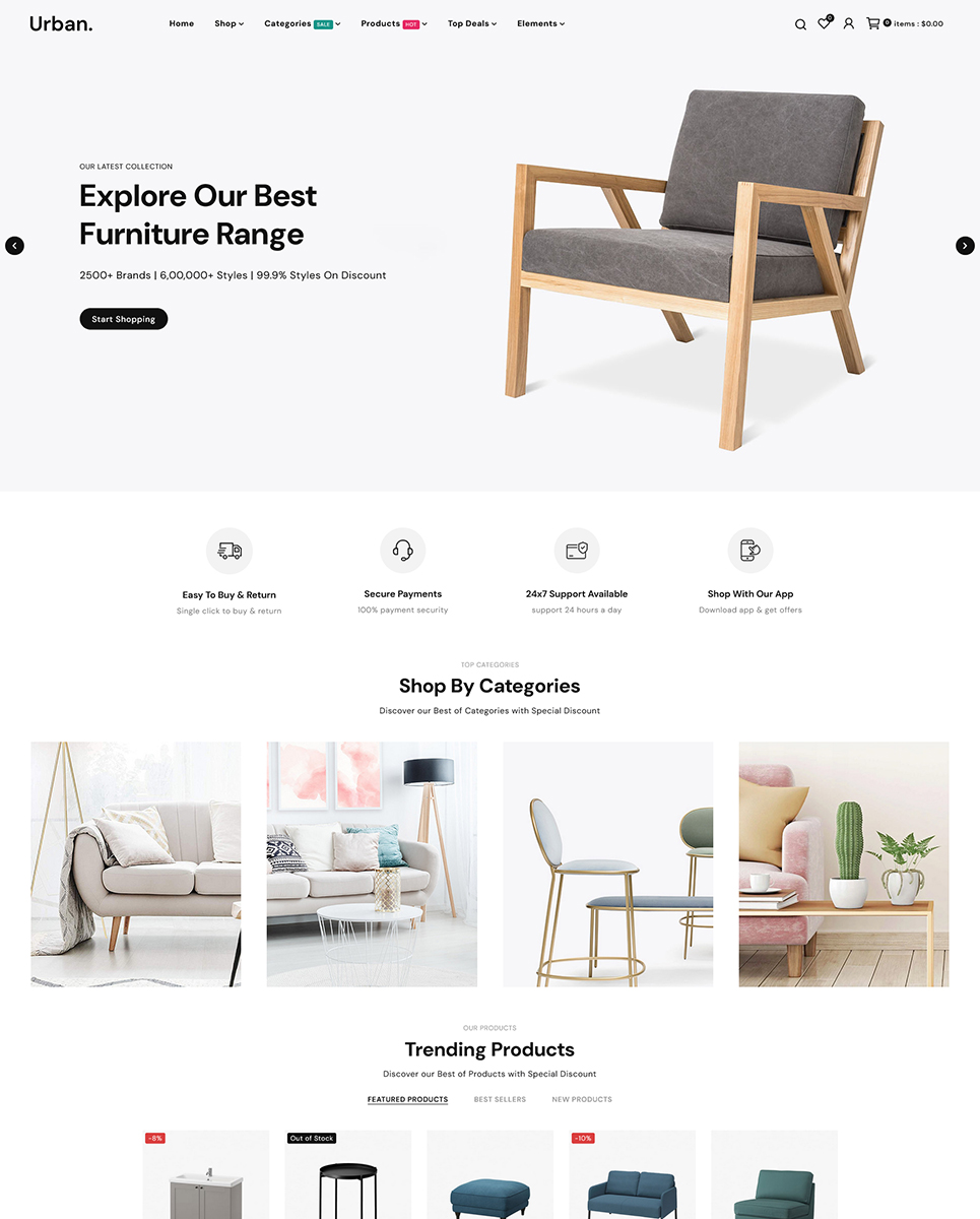 Urban – Interior and Furniture Multipurpose Prestashop Elementor Store