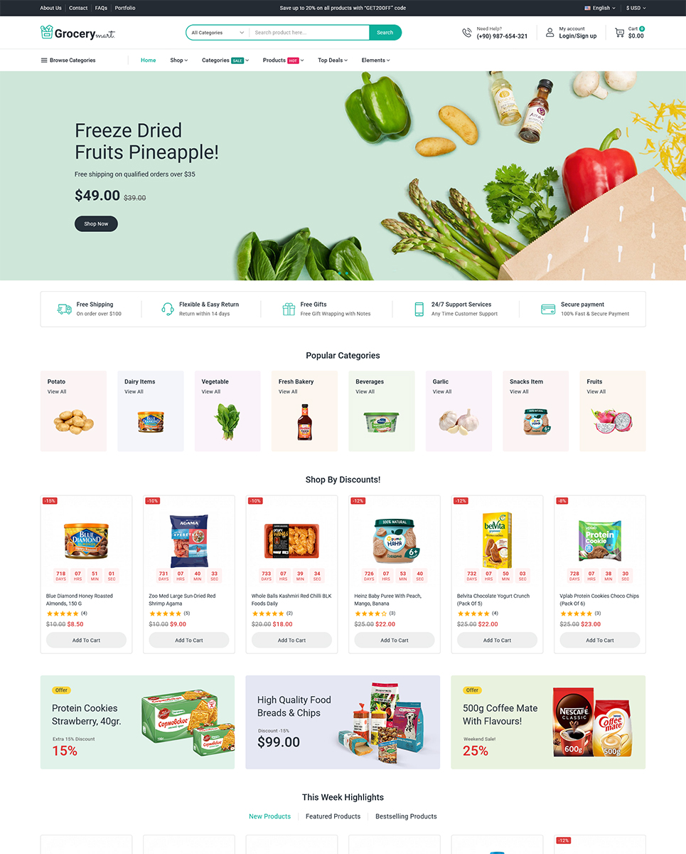 Grocery Mart – Grocery Vegitables and Organic Responsive Prestashop Elementor Theme