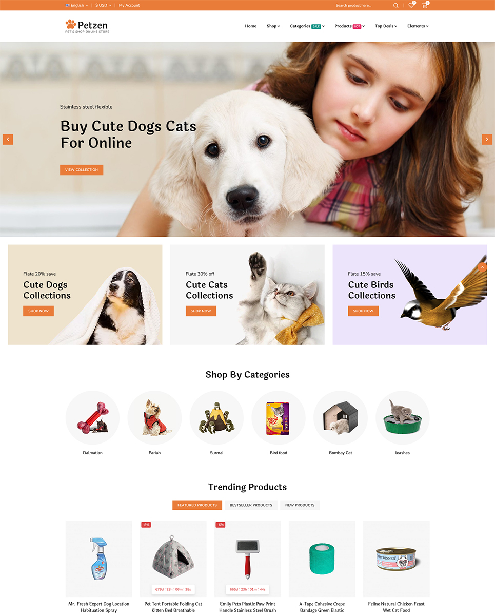 Petzen - Pets Food and Animal Food Prestashop Elementor Responsive Store