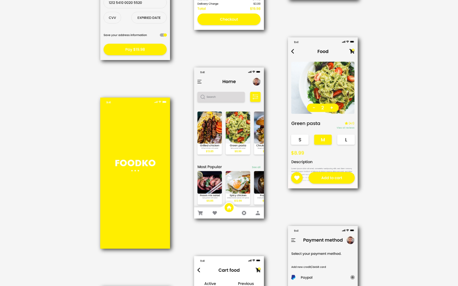 Download UI элементы "FOODKO - Food Delivery UI Kit for Adobe XD" / FOODKO - Food Delivery UI Kit for Adobe XD - UI элементы на тему графика app,food ui kit,mobile ui design,menu,eat,ios app,adobe xd kit
