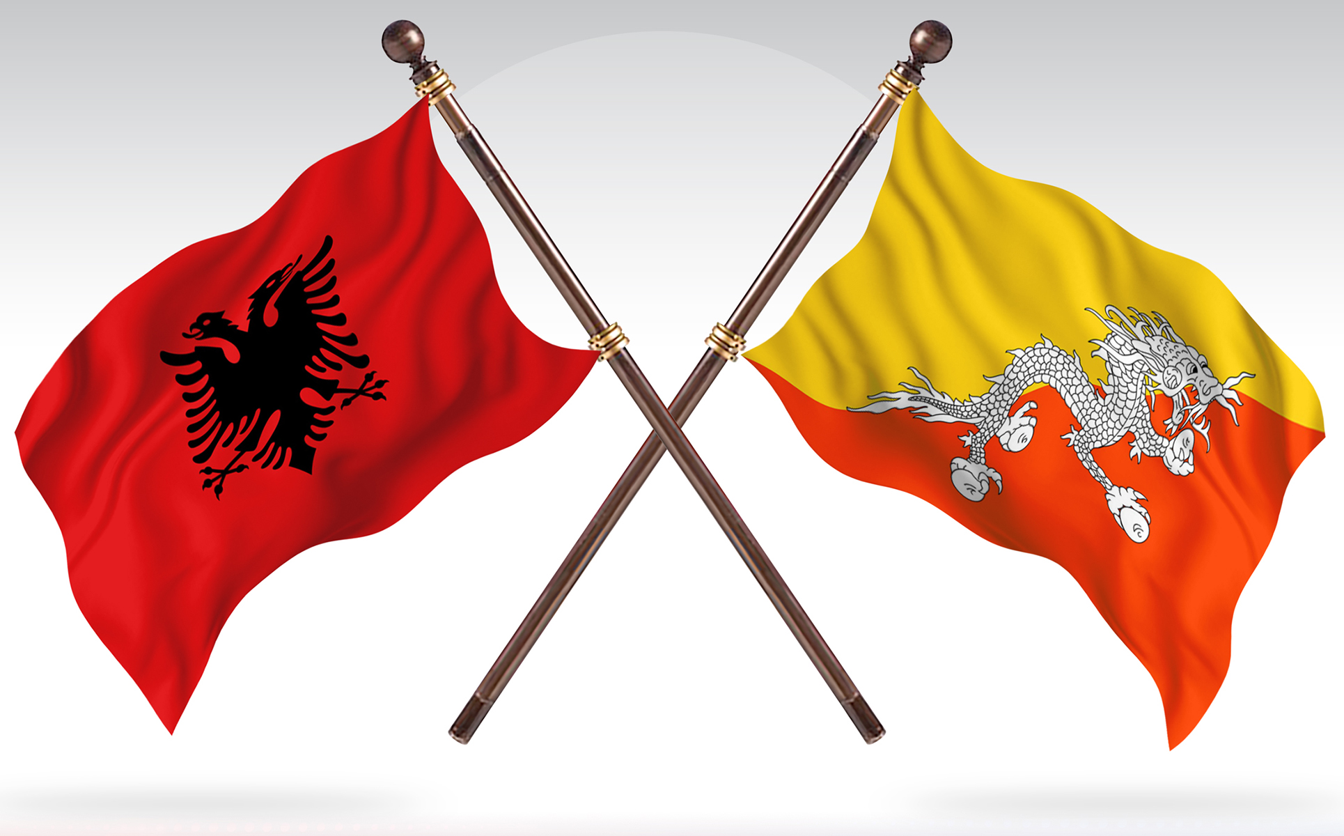 Download Иллюстрация "Albania versus Bhutan Two Countries Flags - Illustration" / Albania versus Bhutan Two Countries Flags - Illustration - Иллюстрация на тему графика national,patriotic,europe,asia,republic,map,flag,country,cartography,geography,nation,illustration,graphic,vector,state,world,isolated,symbol,border,icon