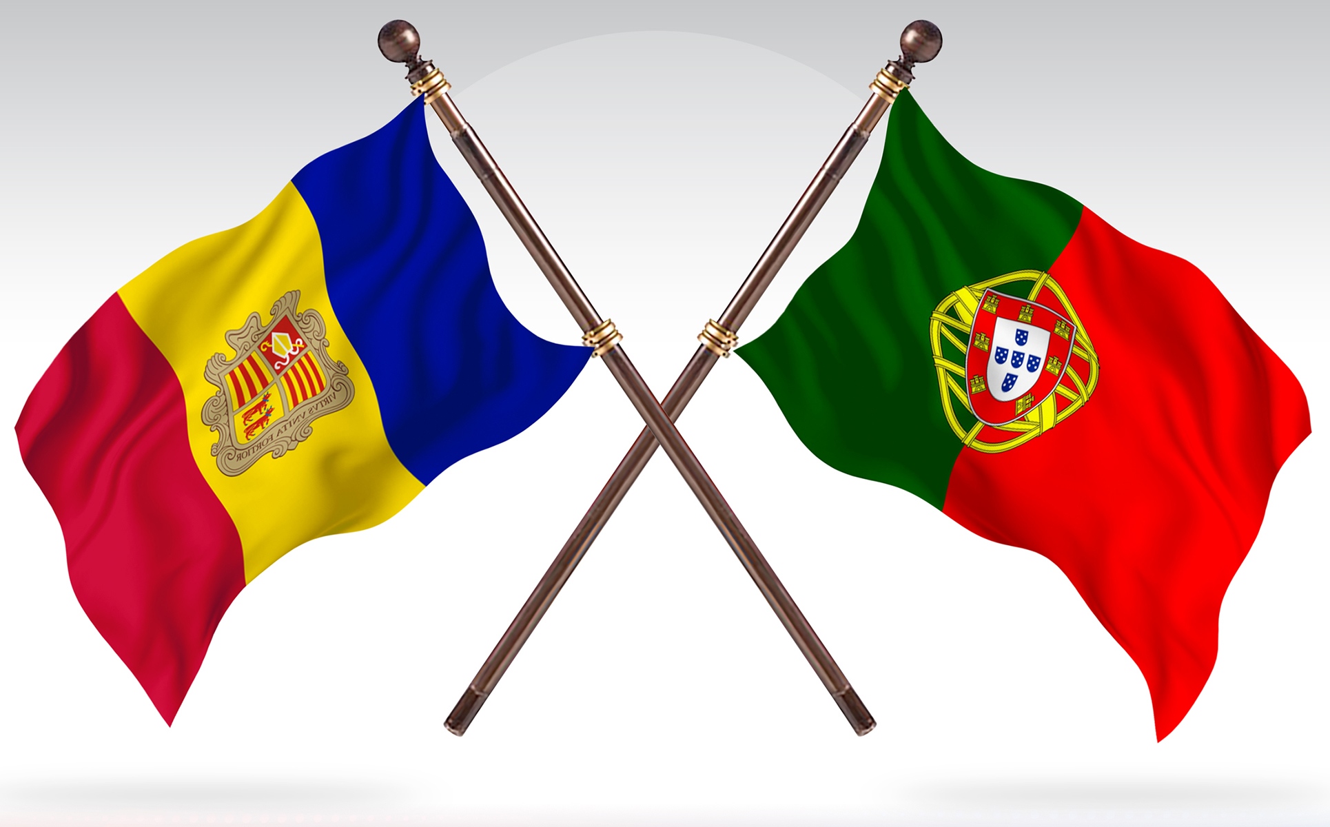 Download Иллюстрация "Andorra versus Portugal Two Countries Flags - Illustration" / Andorra versus Portugal Two Countries Flags - Illustration - Иллюстрация на тему графика national,patriotic,europe,asia,republic,map,flag,country,cartography,geography,nation,illustration,graphic,vector,state,world,isolated,symbol,border,icon
