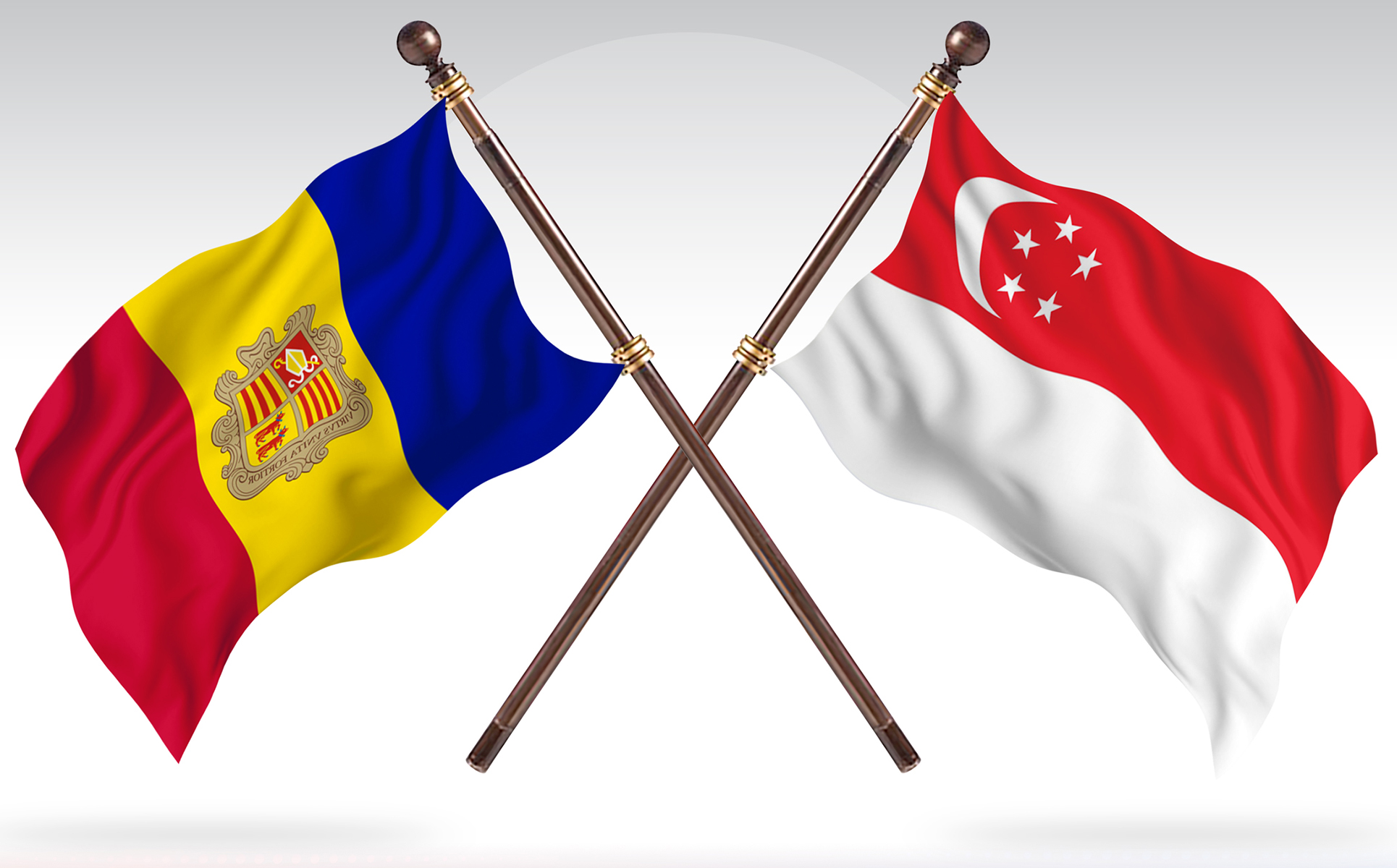 Download Иллюстрация "Andorra versus Singapore Two Countries Flags - Illustration" / Andorra versus Singapore Two Countries Flags - Illustration - Иллюстрация на тему графика national,patriotic,europe,asia,republic,map,flag,country,cartography,geography,nation,illustration,graphic,vector,state,world,isolated,symbol,border,icon