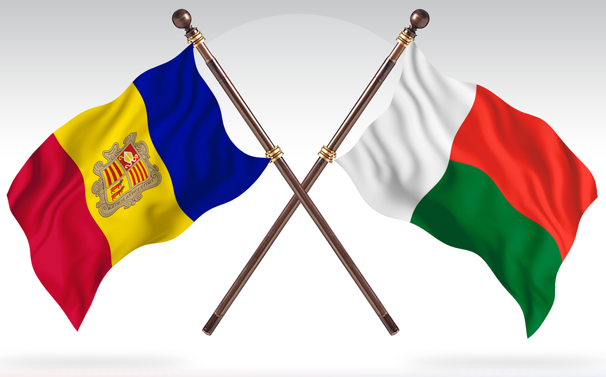 Download Иллюстрация "Andorra versus Madagascar Two Countries Flags - Illustration" / Andorra versus Madagascar Two Countries Flags - Illustration - Иллюстрация на тему графика national,patriotic,europe,asia,republic,map,flag,country,cartography,geography,nation,illustration,graphic,vector,state,world,isolated,symbol,border,icon