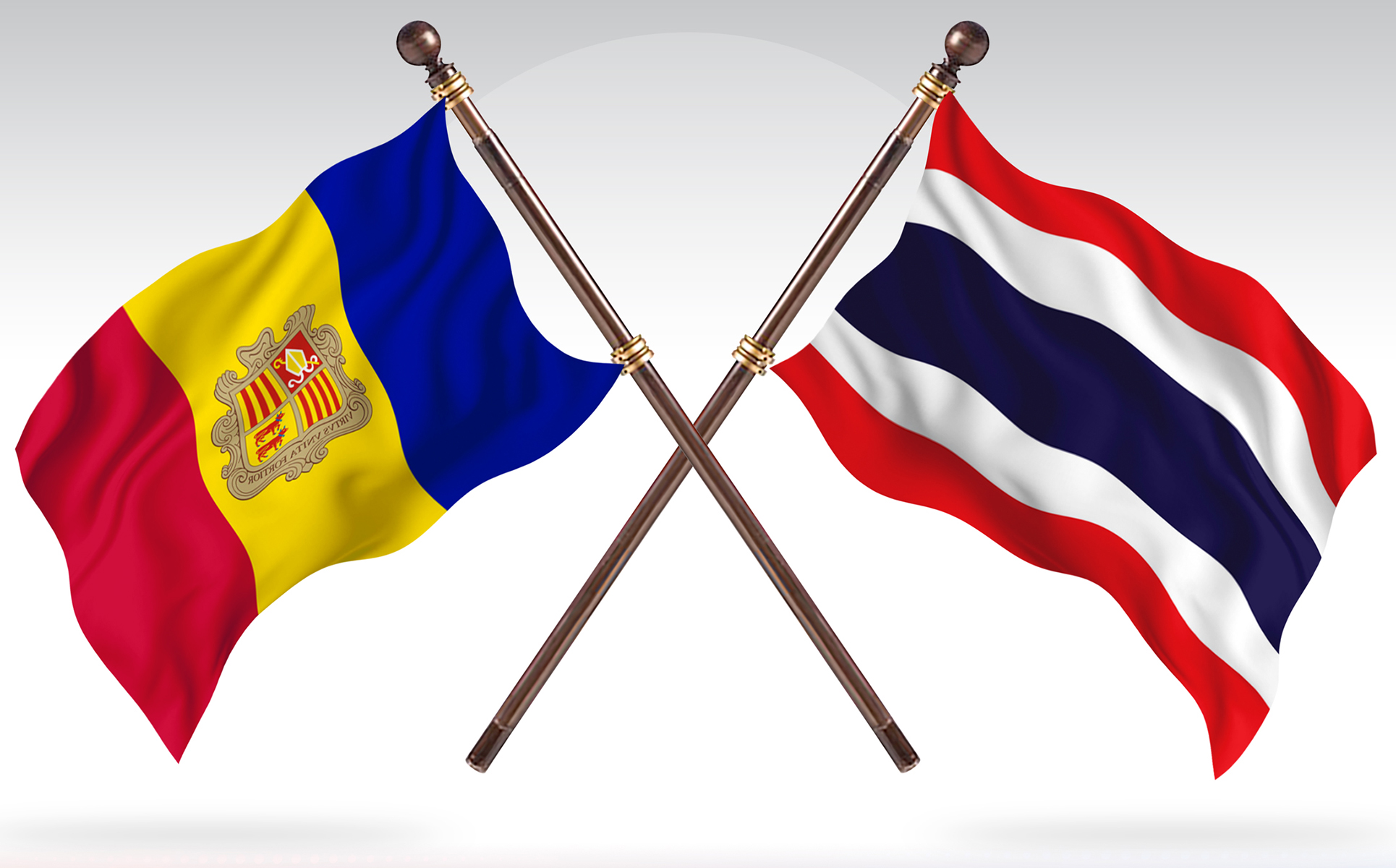 Download Иллюстрация "Andorra versus Thailand  Two Countries Flags - Illustration" / Andorra versus Thailand  Two Countries Flags - Illustration - Иллюстрация на тему графика national,patriotic,europe,asia,republic,map,flag,country,cartography,geography,nation,illustration,graphic,vector,state,world,isolated,symbol,border,icon