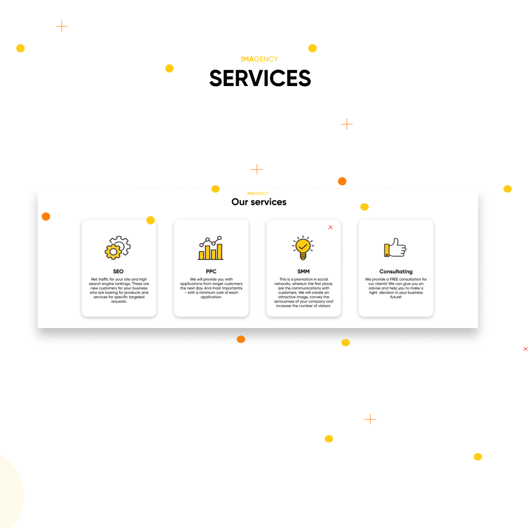 Download PSD шаблон "IMAGENCY Landing Page PSD Template" / IMAGENCY Landing Page PSD Template - Адаптивный PSD шаблон на тему графика internetmarketing,business,seo,website,landingpage,pr,agency