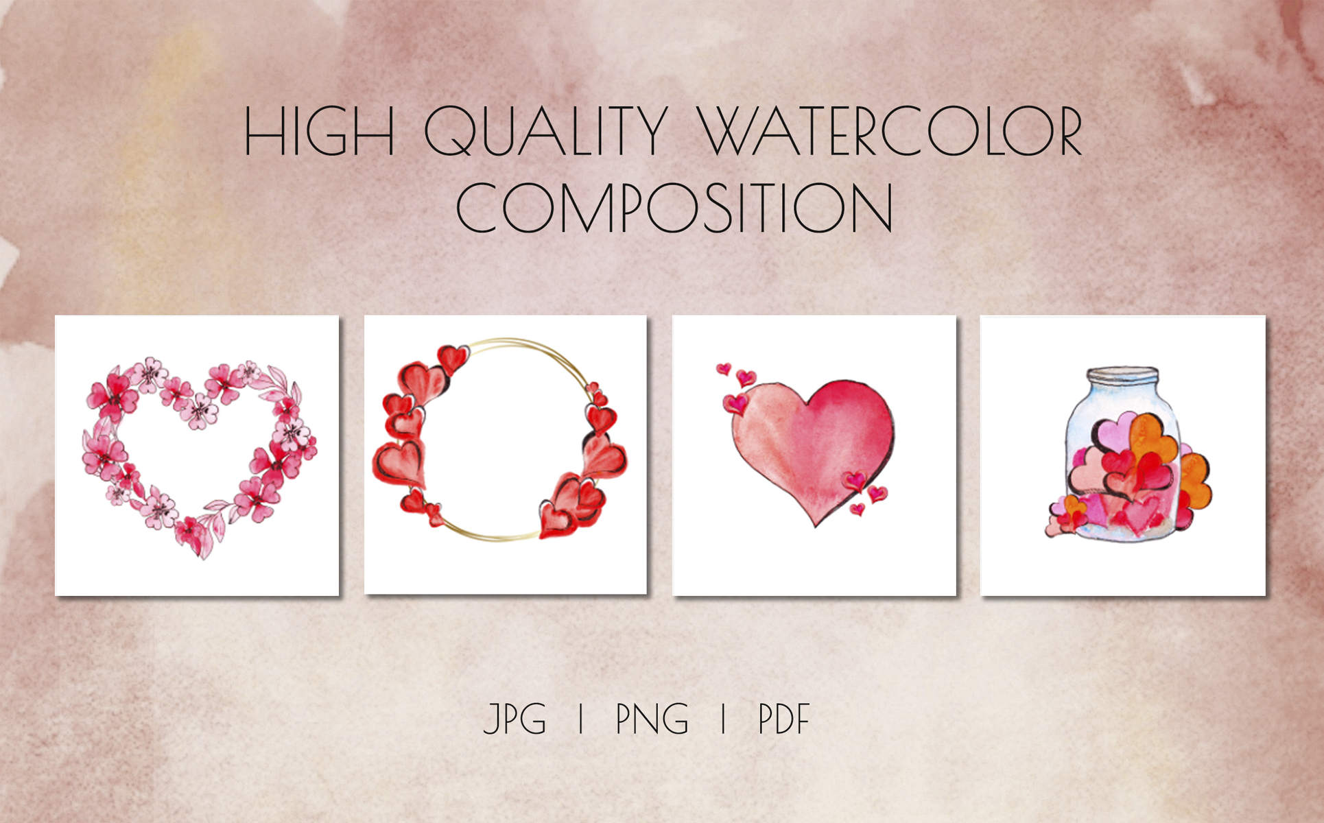 Download Иллюстрация "Valentine's Day Watercolor Clipart. Invitation, Сard Вesign - Illustration" / Valentine's Day Watercolor Clipart. Invitation, Сard Вesign - Illustration - Иллюстрация на тему графика valentines day,love clip art,pink clipart,valentines hearts,hand painted hearts,valentines graphics,valentines card,mothers day,card making,party invitations,digital scrapbooking,greeting car