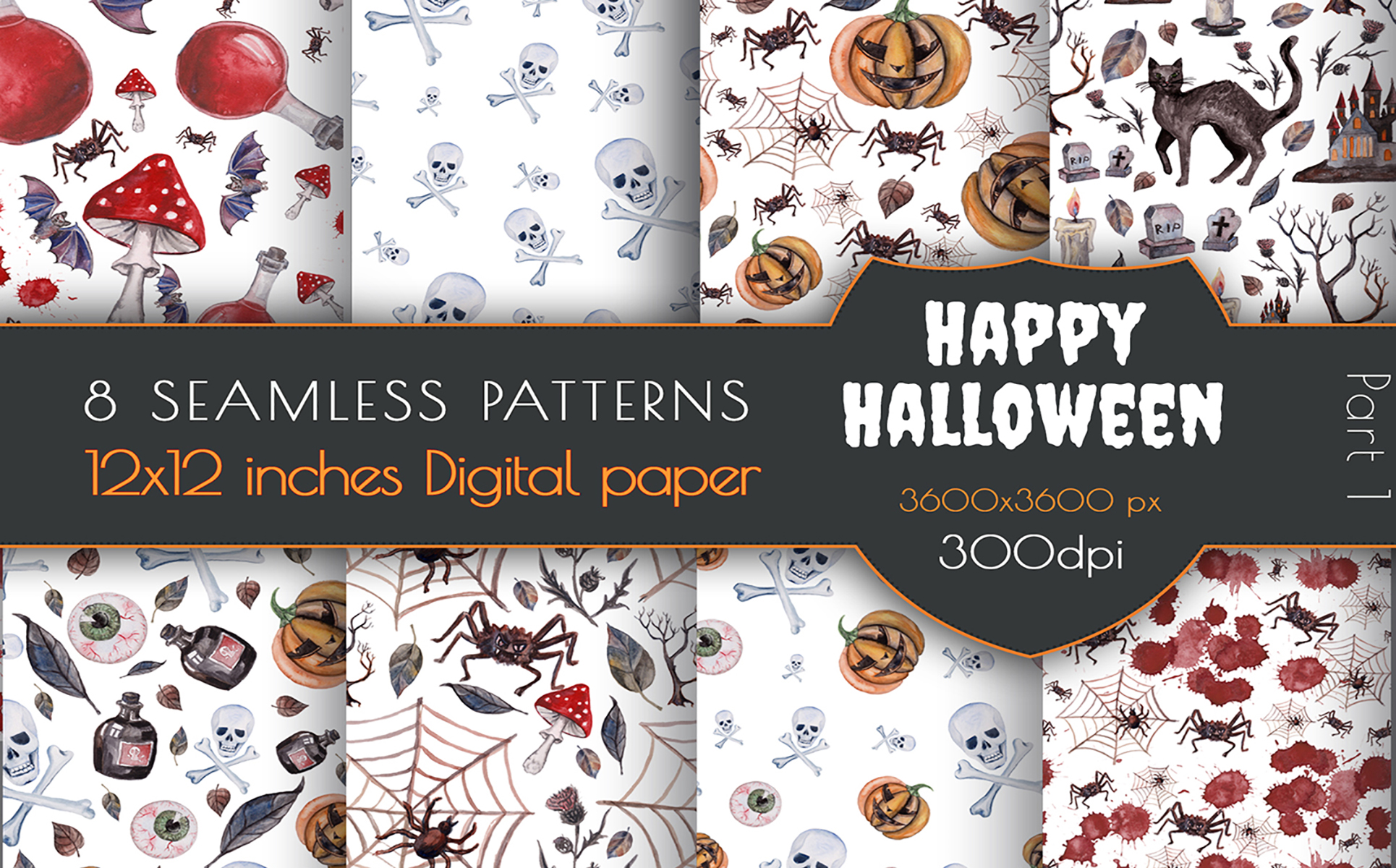 Download Pattern "Doodle New Year Winter Seamless Designs" / Doodle New Year Winter Seamless Designs - Pattern на тему графика seamless pattern,digital paper,watercolor pattern,halloween pumpkin,halloween clipart,happy halloween,printable halloween,watercolor halloween,spirit halloween,halloween decor