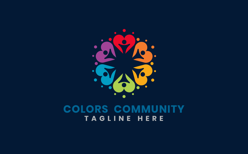 Download Шаблон логотипа "Colourful People and Heart Logo Template" / Colourful People and Heart Logo Template - Шаблон логотипа на тему графика logo design,logo template,logo,vector,corporate logo,brand,community,school,team,wellness,coaching,business,abstract,financial,accounting,architecture,law,bank,consulting,education