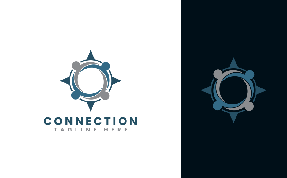 Download Шаблон логотипа "Compass and People Design  Logo Template" / Compass and People Design  Logo Template - Шаблон логотипа на тему графика logo design,logo template,logo,vector,corporate logo,brand,compass,connection,churches,youth,religious,public relation,education,motivation,coaching,consulting,charity